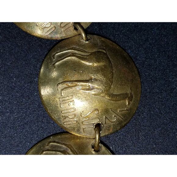 Vintage 1970s Peruvian Coin Bracelet Signed Dated Coins 7.5 Inch Hook Clasp - Picture 8 of 10